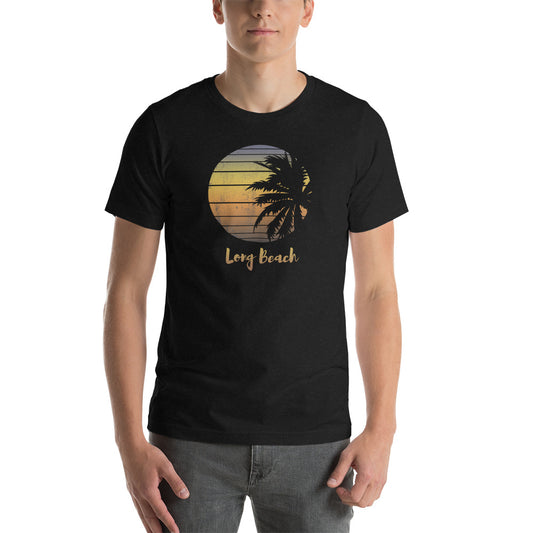 Retro Long Beach California Vacation Souvenir Palm Tree Unisex T-Shirt