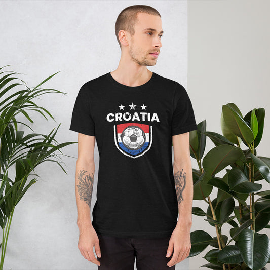 Retro Croatia Soccer Team Football Fan Country Croatian Flag Unisex T-Shirt