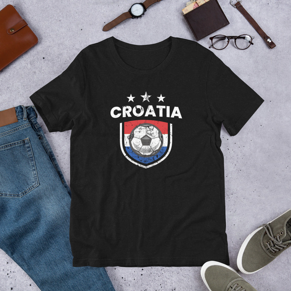 Retro Croatia Soccer Team Football Fan Country Croatian Flag Unisex T-Shirt