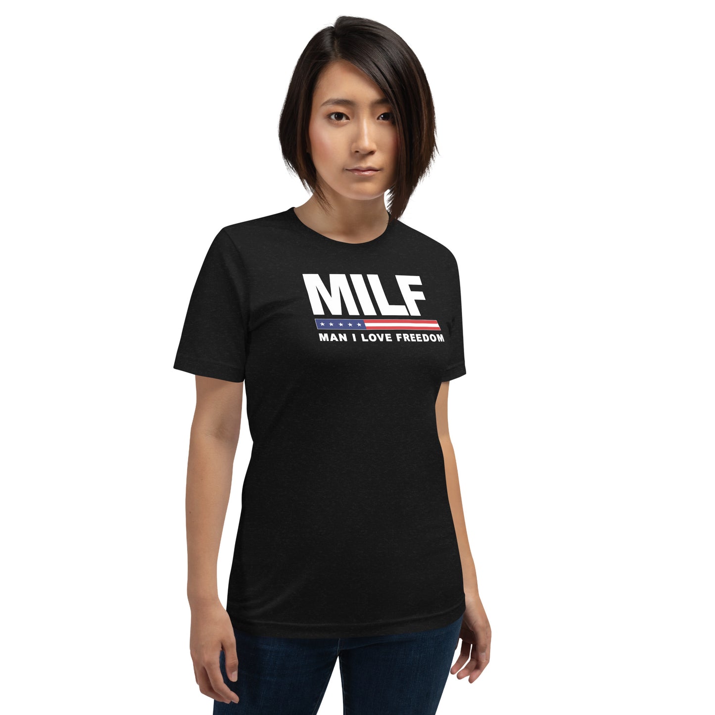 Funny MILF Military Service Freedom  Joke 4th Of July USA Flag  Unisex T-Shirt