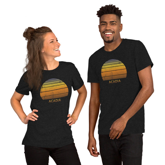 Retro Acadia National Park Souvenir Vacation Sunset Unisex T-Shirt