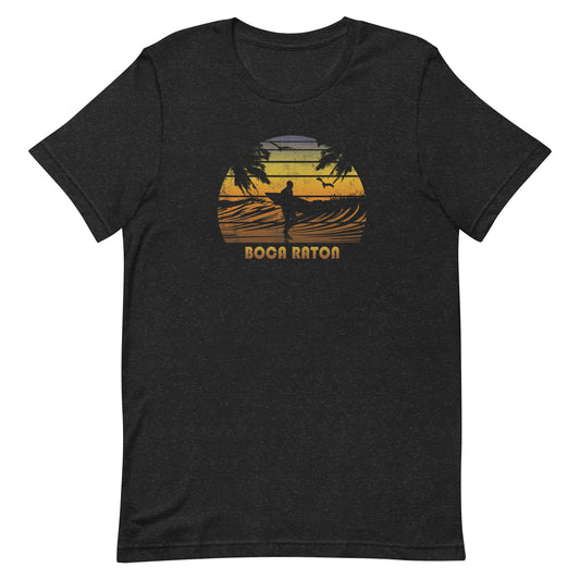 Retro Boca Raton Florida Surfing Fan Surfer Beach Sunset Souvenir Unisex T-Shirt