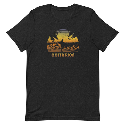 Retro Costa Rica Surfing Fan Surfer Beach Sunset Souvenir Unisex T-Shirt