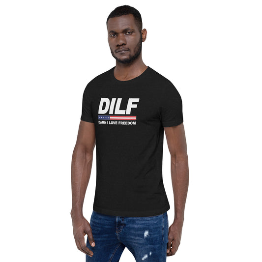 Funny DILF Military Service Freedom 4th Of July USA Flag Joke Unisex T-Shirt