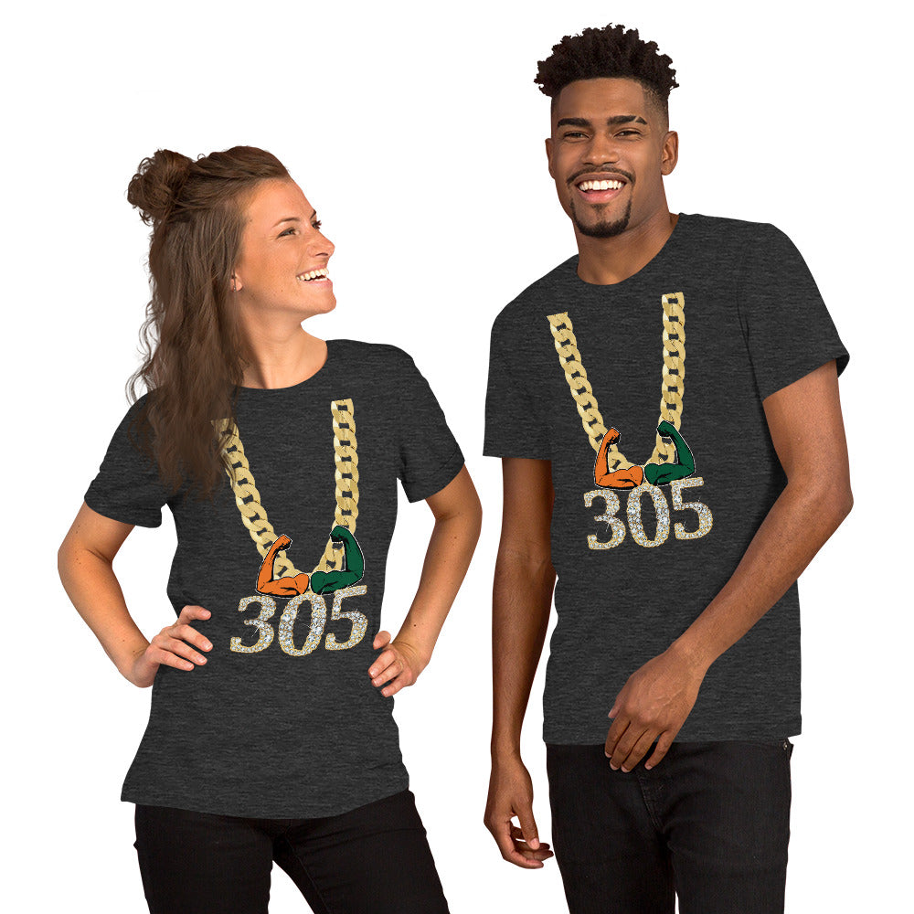 Miami Area Code 305 Turnover Funny Gold Chain College Football Fan Unisex T-Shirt