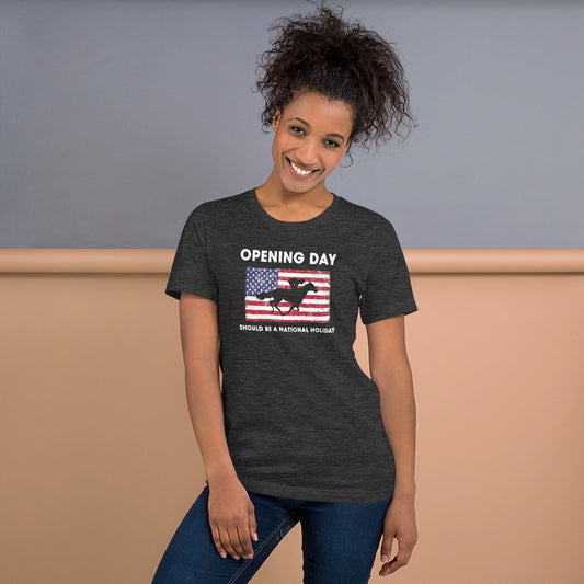 Opening Day Horse Racing Track Derby Fan USA Flag Unisex T-Shirt