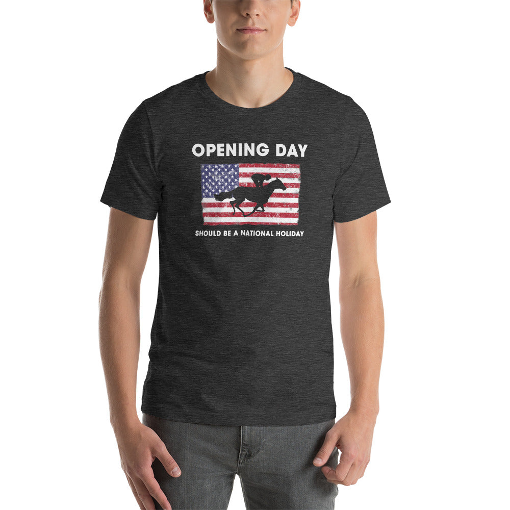 Opening Day Horse Racing Track Derby Fan USA Flag Unisex T-Shirt