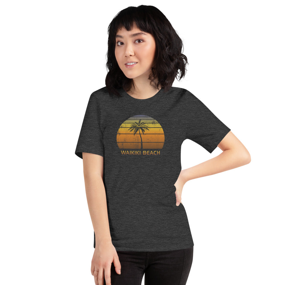 Vintage Waikiki Beach Oahu Hawaii Sunset Unisex T-Shirt