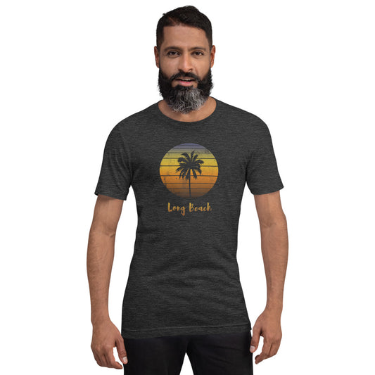 Vintage Long Beach California Unisex T-Shirt Vacation Souvenir Palm Tree