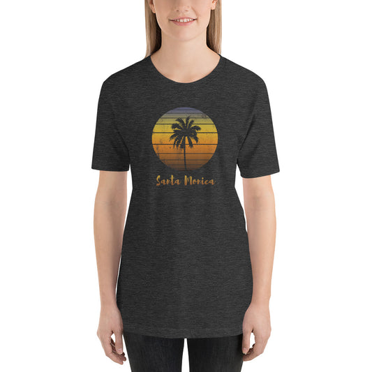 Vintage Santa Monica California Beach Unisex T-Shirt Vacation Souvenir Palm Tree