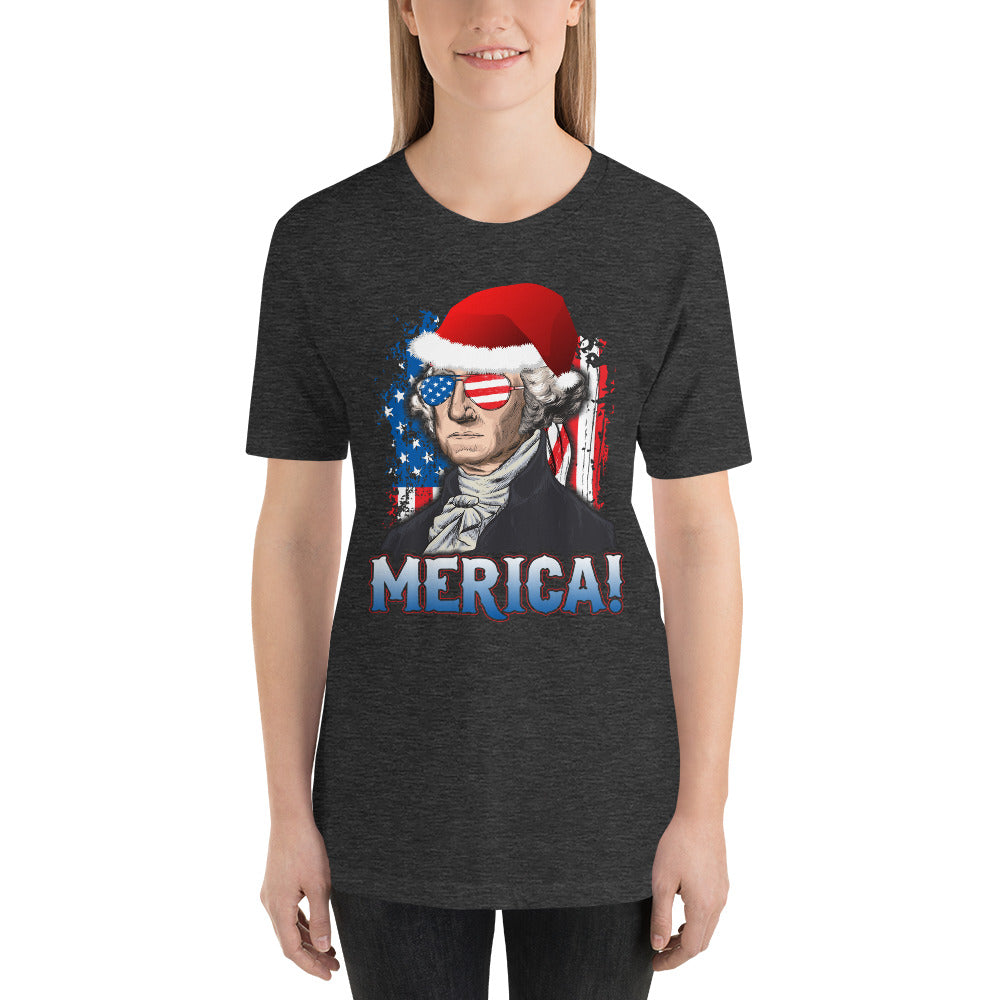 Funny President George Washington Merica Christmas Political USA Flag Unisex T-Shirt