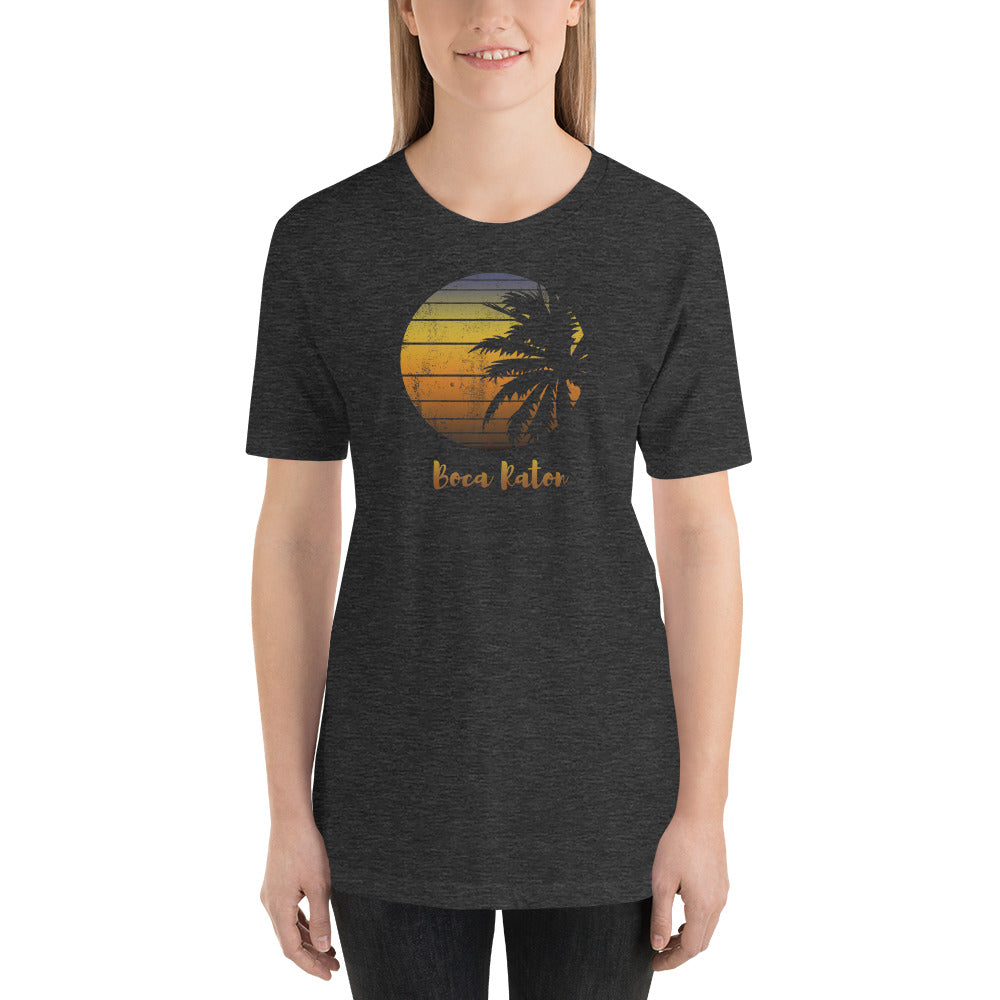 Retro Boca Raton Florida Beach Palm Tree Vacation Souvenir Unisex T-Shirt