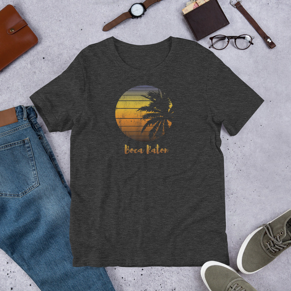 Retro Boca Raton Florida Beach Palm Tree Vacation Souvenir Unisex T-Shirt