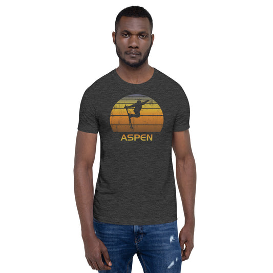 Cool Retro Aspen Colorado Skiing Ski Fan Unisex T-Shirt