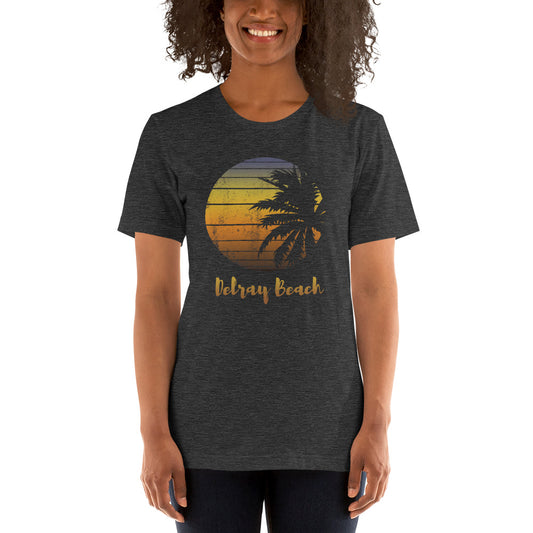 Retro Delray Beach Florida Palm Tree Vacation Souvenir Unisex T-Shirt