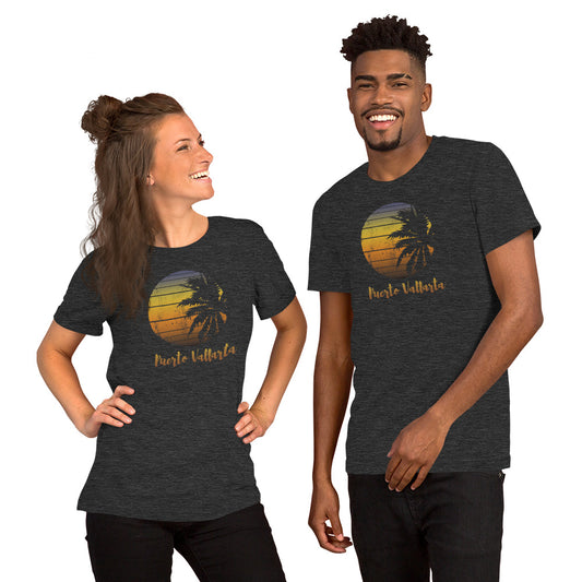 Retro Puerto Vallarta Mexico Beach Family Vacation Souvenir Palm Tree Unisex T-Shirt