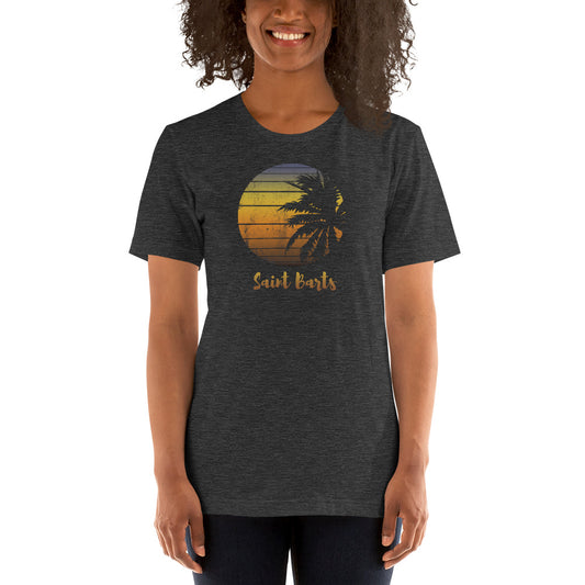 Retro Saint Barts Beach Palm Tree Vacation Souvenir Unisex T-Shirt