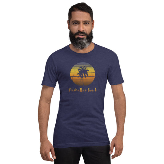 Vintage Manhattan Beach California Unisex T-Shirt Vacation Souvenir Palm Tree