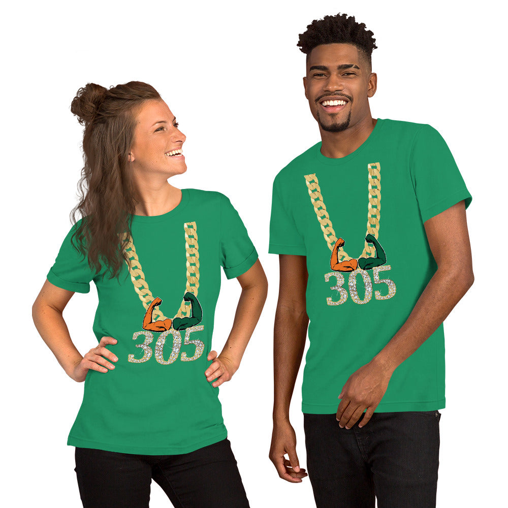 Miami Area Code 305 Turnover Funny Gold Chain College Football Fan Unisex T-Shirt