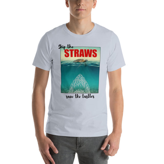 Skip The Straw Save The Turtles Climate Awareness Unisex T-Shirt