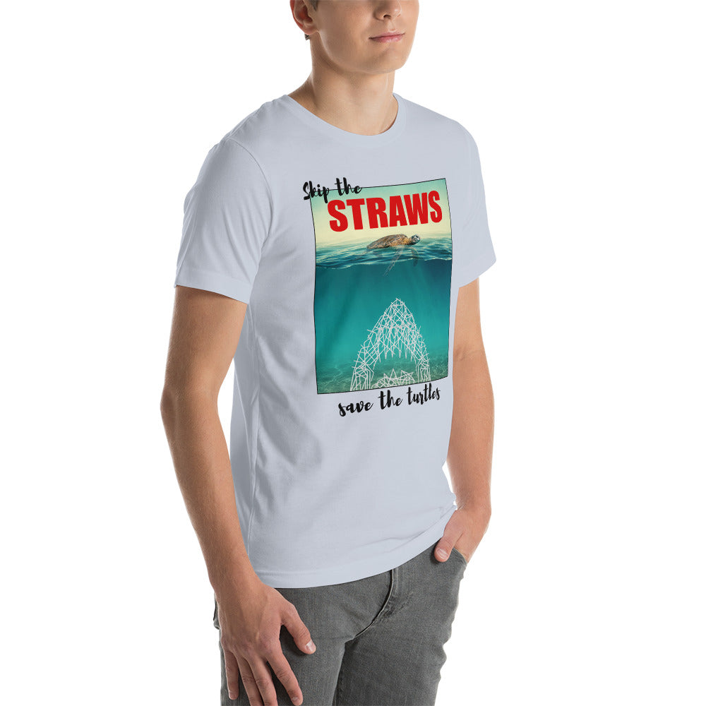 Skip The Straw Save The Turtles Climate Awareness Unisex T-Shirt