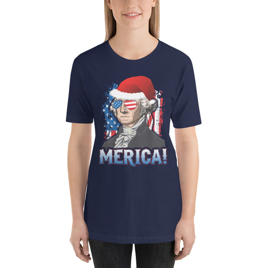 Funny President George Washington Merica Christmas Political USA Flag Unisex T-Shirt