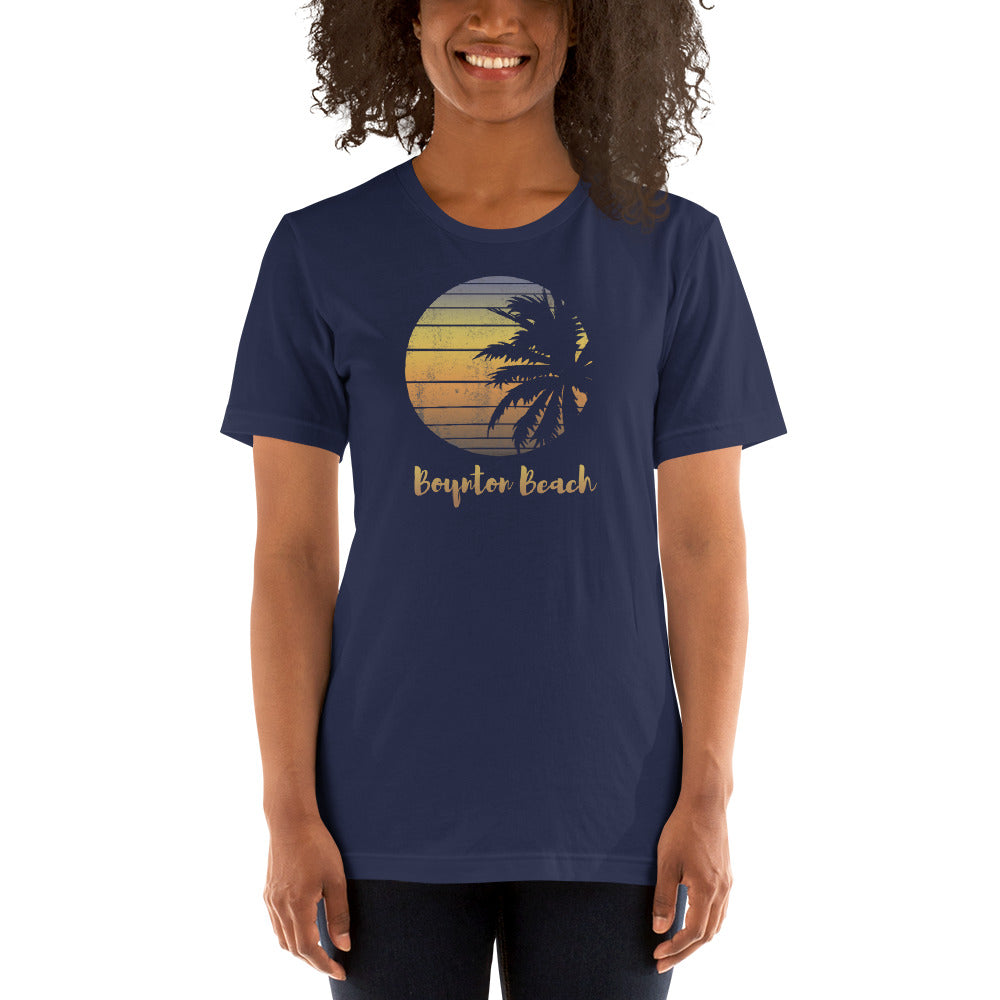 Retro Boynton Beach Florida Palm Tree Vacation Souvenir Unisex T-Shirt