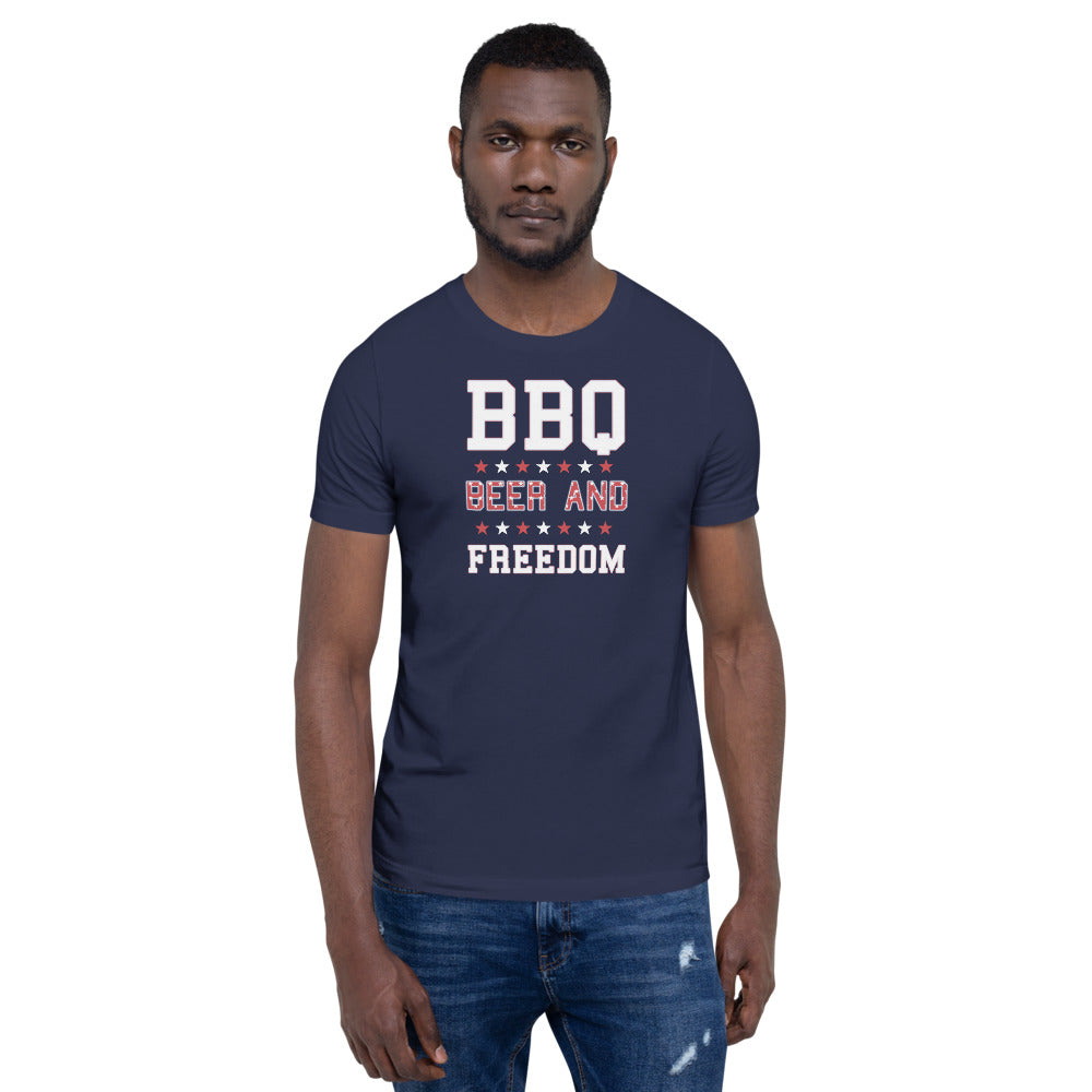 Funny BBQ Beer And Freedom July 4th Patriotic 4th Of July USA Unisex T-Shirt