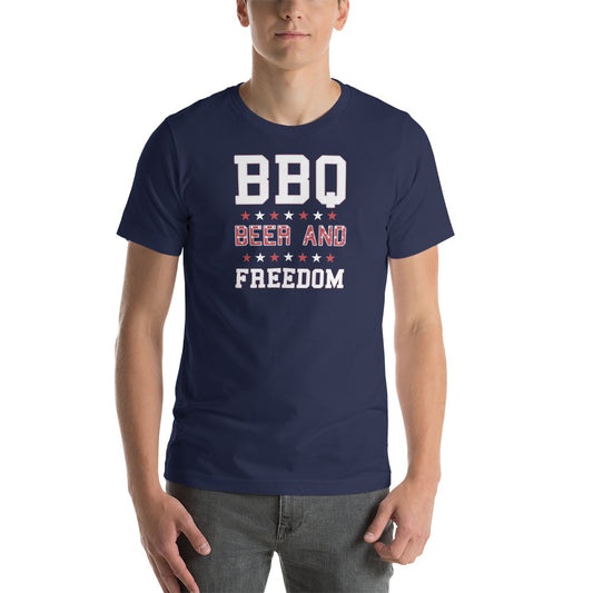 Funny BBQ Beer And Freedom July 4th Patriotic 4th Of July USA Unisex T-Shirt