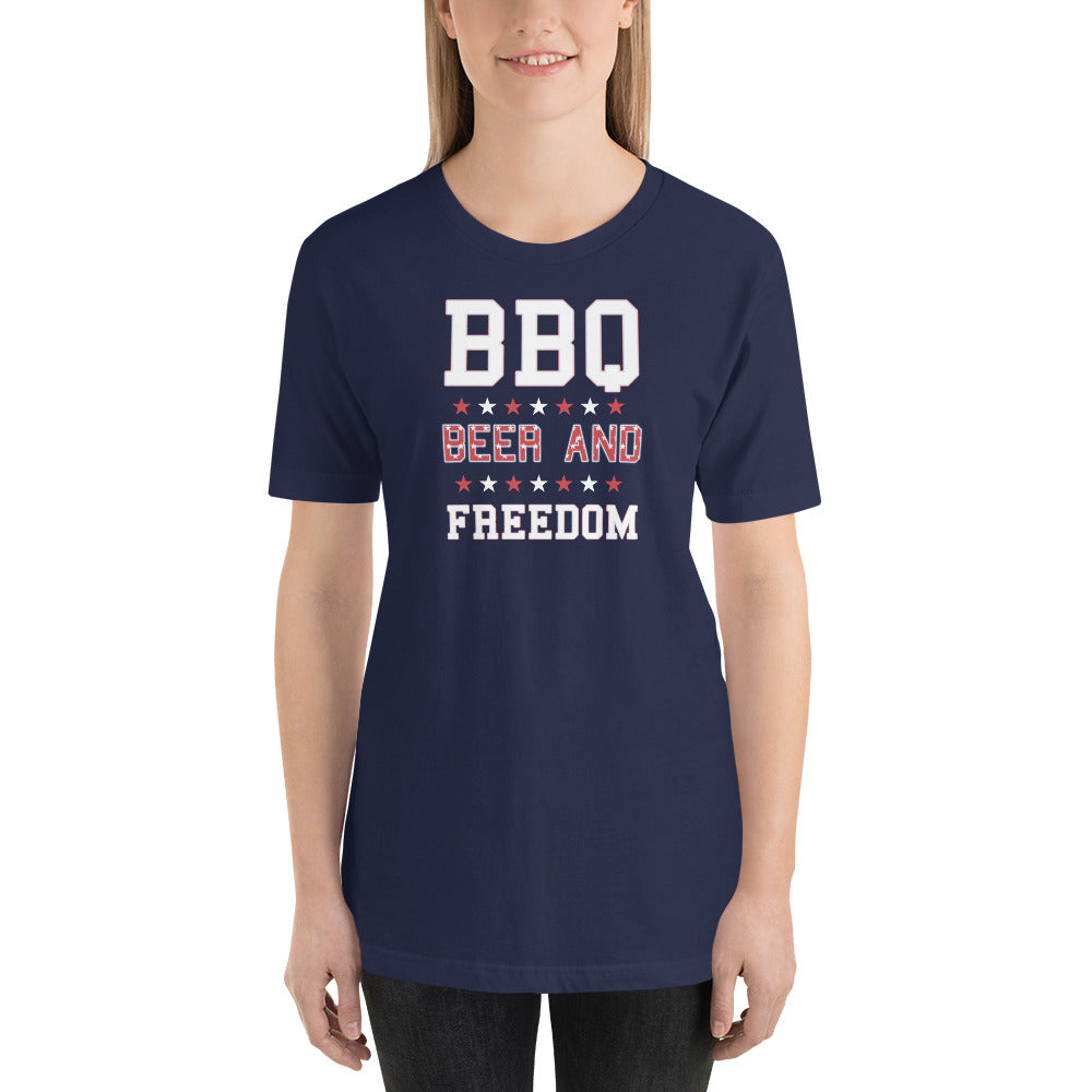 Funny BBQ Beer And Freedom July 4th Patriotic 4th Of July USA Unisex T-Shirt