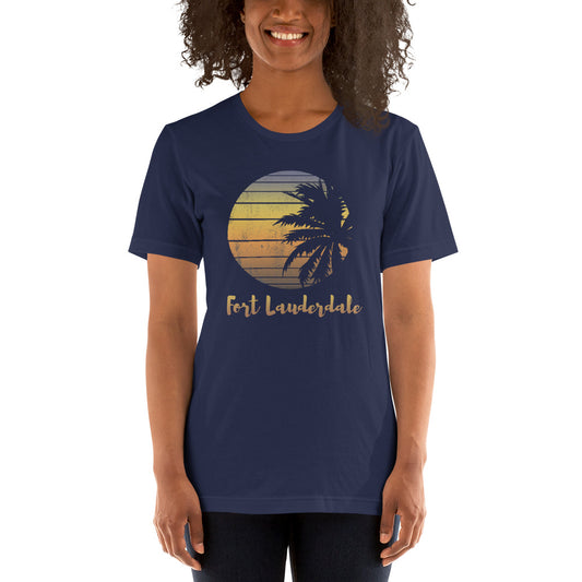 Retro Fort Lauderdale Florida Beach Palm Tree Vacation Souvenir Unisex T-Shirt