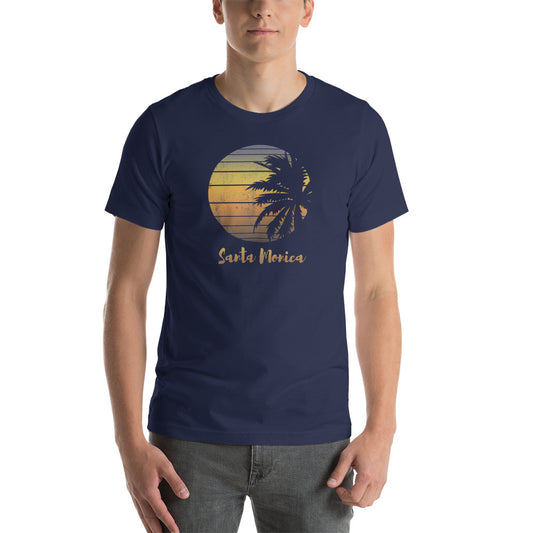 Retro Santa Monica California Beach Vacation Souvenir Palm Tree Unisex T-Shirt