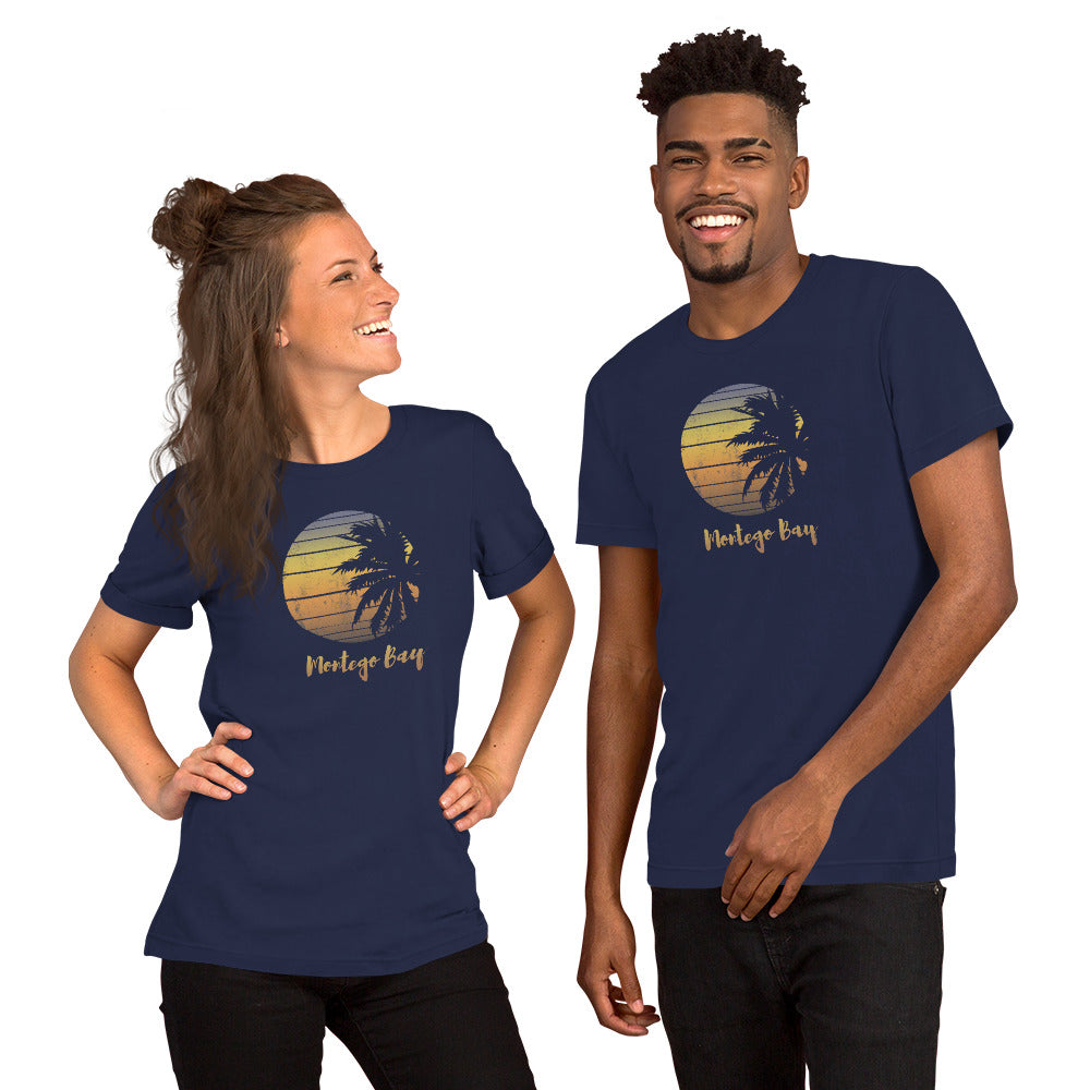 Retro Montego Bay Jamaica  Beach Palm Tree Vacation Souvenir Unisex T-Shirt