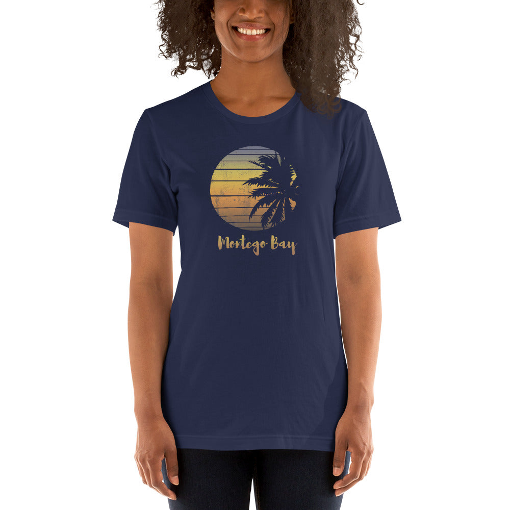 Retro Montego Bay Jamaica  Beach Palm Tree Vacation Souvenir Unisex T-Shirt