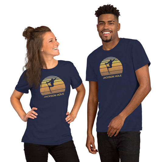 Cool Retro Jackson Hole Wyoming Skiing Ski Fan Unisex T-Shirt