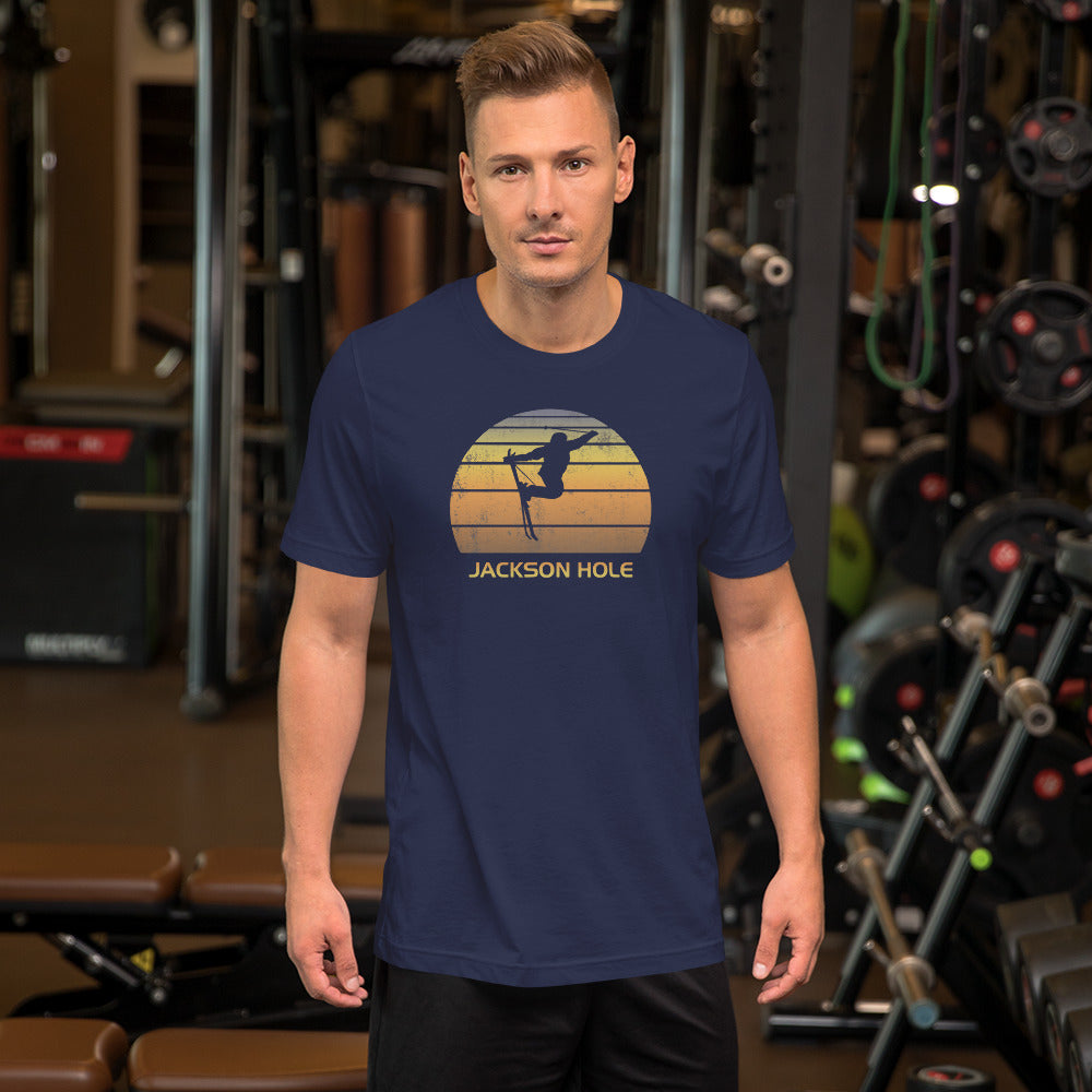 Cool Retro Jackson Hole Wyoming Skiing Ski Fan Unisex T-Shirt