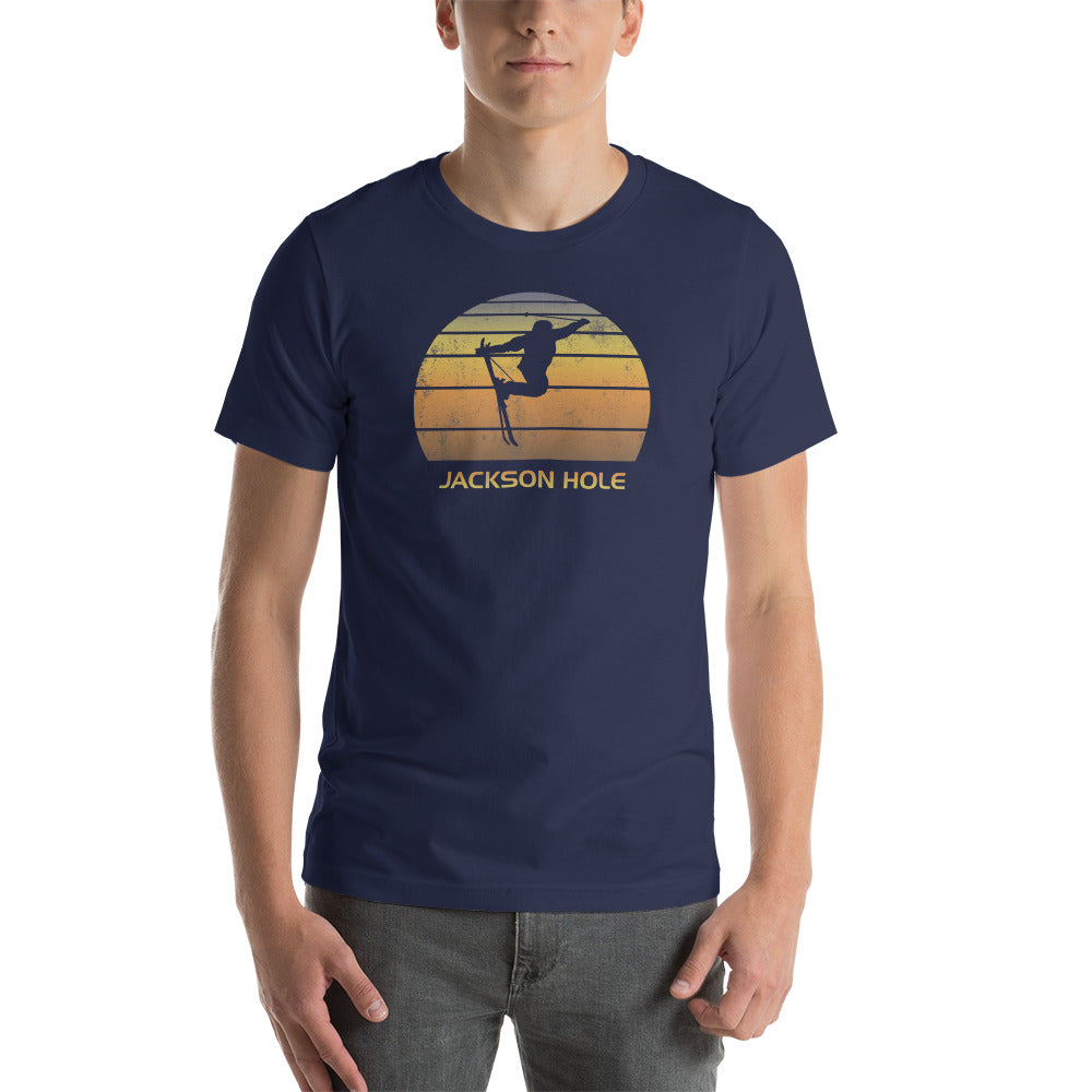 Cool Retro Jackson Hole Wyoming Skiing Ski Fan Unisex T-Shirt