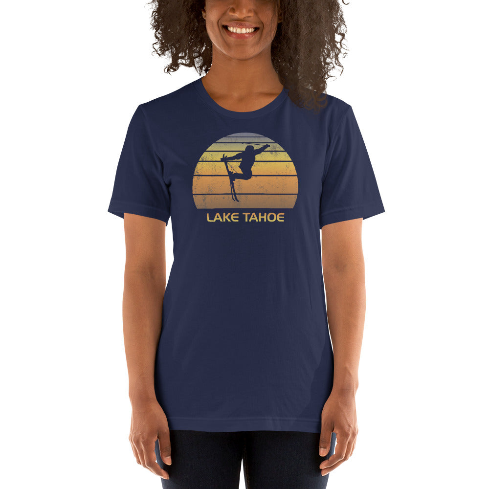 Cool Retro Lake Tahoe California Skiing Ski Fan Unisex T-Shirt