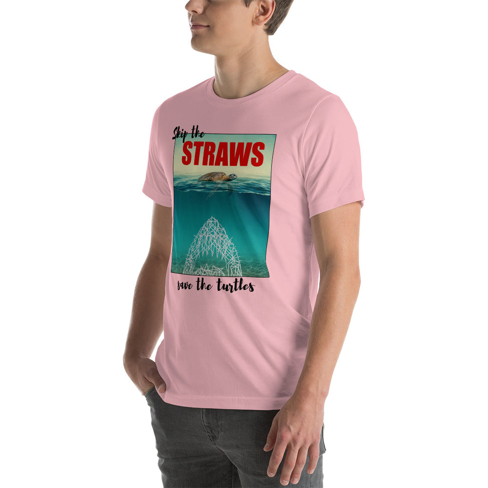 Skip The Straw Save The Turtles Climate Awareness Unisex T-Shirt