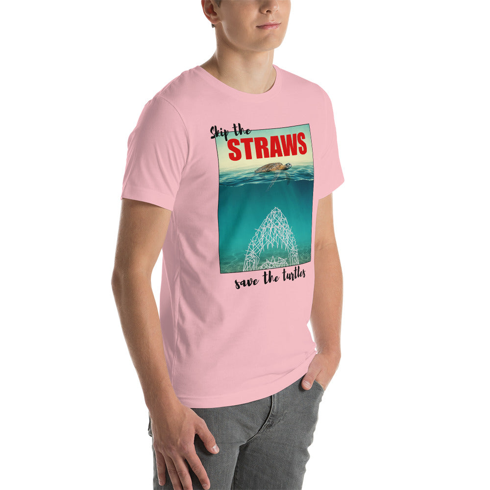 Skip The Straw Save The Turtles Climate Awareness Unisex T-Shirt