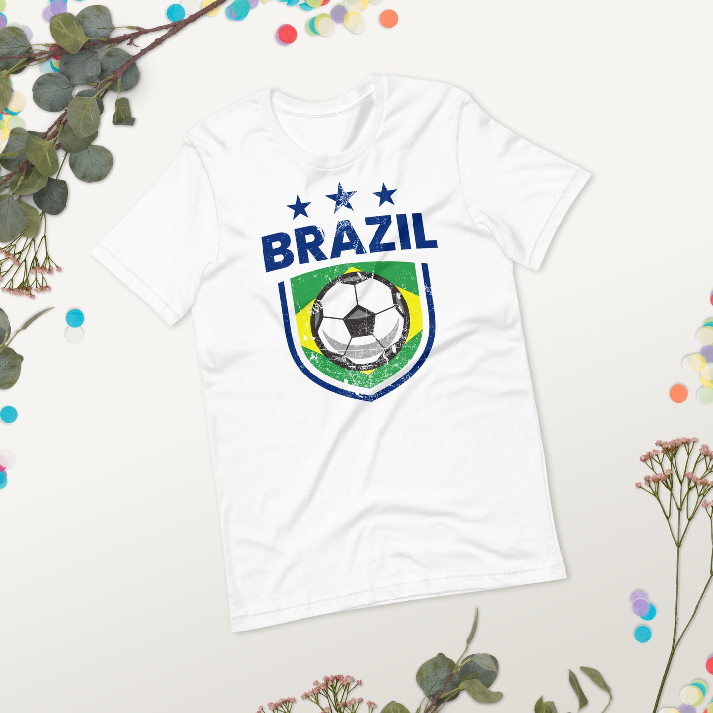 Retro Brazil Soccer Team Football Fan Country Brasil Brazilian Flag Unisex T-Shirt