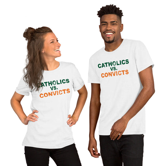 Catholics vs. Convicts Miami College Football Fan Unisex T-Shirt