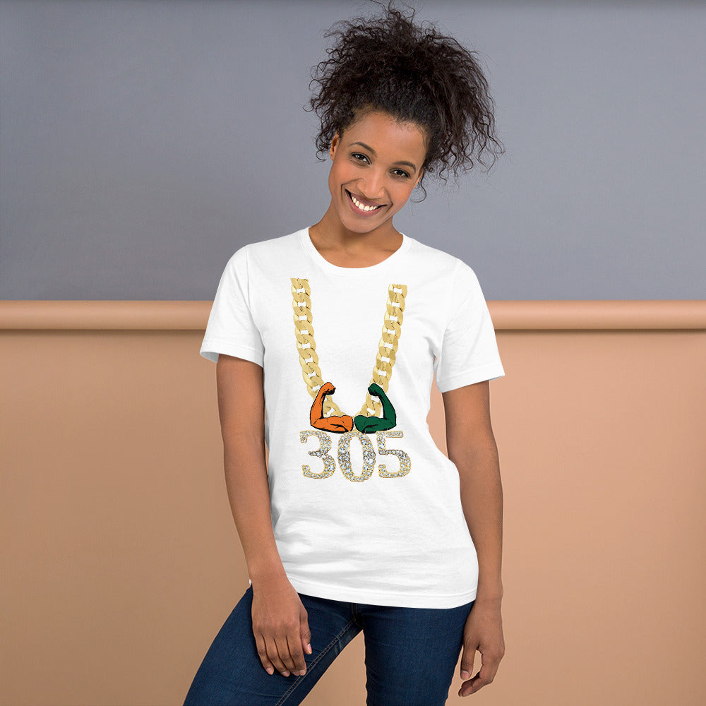 Miami Area Code 305 Turnover Funny Gold Chain College Football Fan Unisex T-Shirt