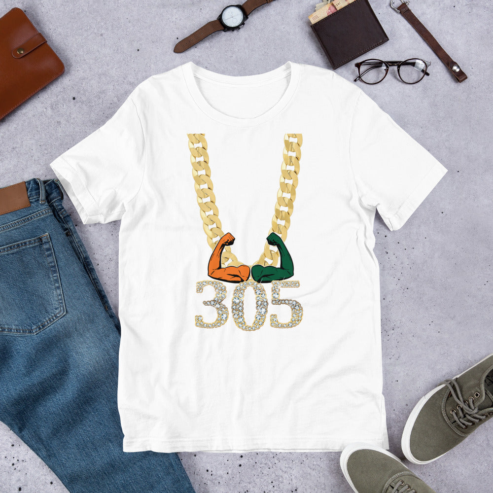 Miami Area Code 305 Turnover Funny Gold Chain College Football Fan Unisex T-Shirt