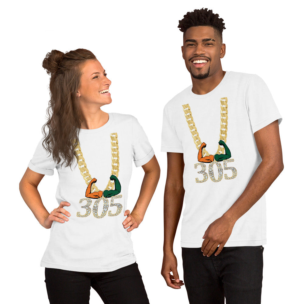 Miami Area Code 305 Turnover Funny Gold Chain College Football Fan Unisex T-Shirt