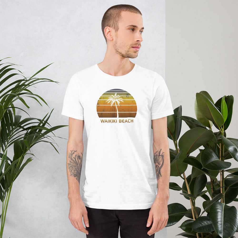 Vintage Waikiki Beach Oahu Hawaii Sunset Unisex T-Shirt