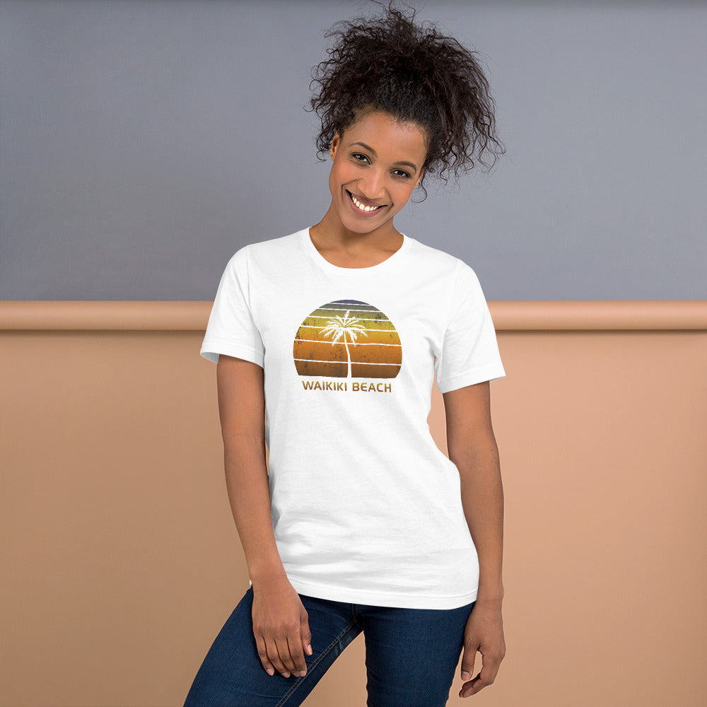 Vintage Waikiki Beach Oahu Hawaii Sunset Unisex T-Shirt