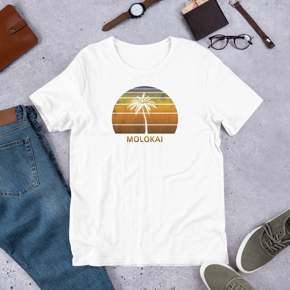 Retro Molokai Hawaii Beach Vacation Souvenir Sunset Stylish Unisex T-Shirt