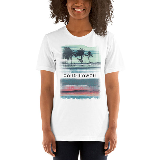 Oahu Hawaii Vacation Souvenir Unisex T-Shirt Tropical Palm Tree