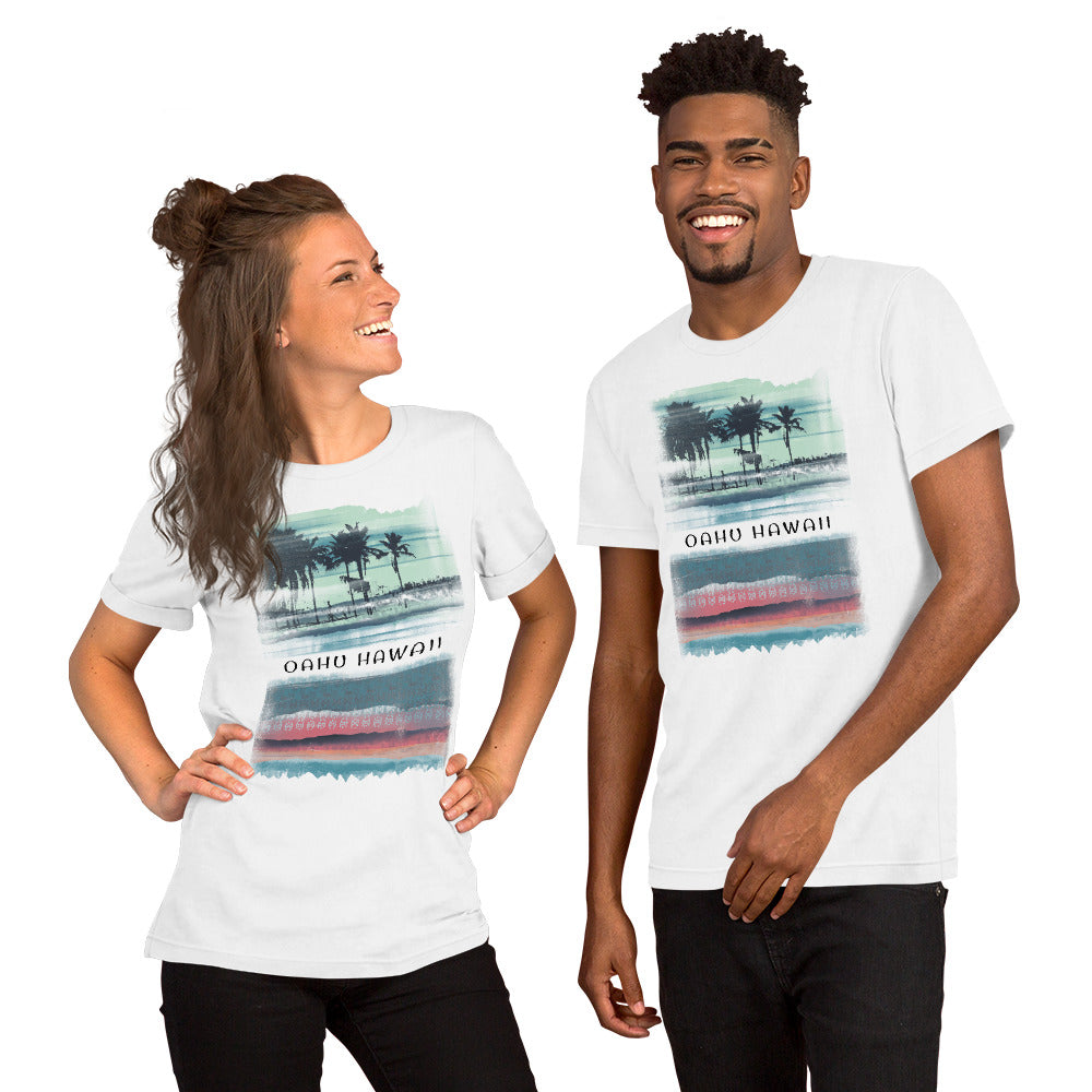 Oahu Hawaii Vacation Souvenir Unisex T-Shirt Tropical Palm Tree